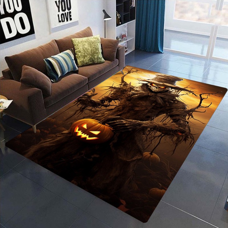 Commercial Printing Supplies - Tapis d'halloween, épouvantail d'horreur, lanterne citrouille,
